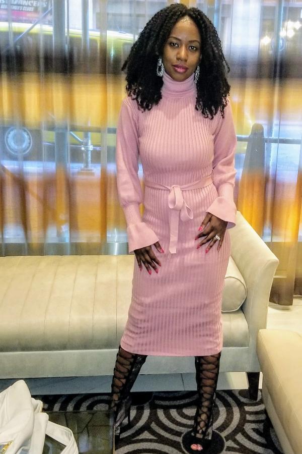 pink turtleneck dress Turtleneck Midi Dress – Shop Seriously Chic